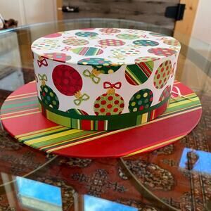 Punch Studios Christmas Ornament-Themed‎ Hat Box IMMACULATE CONDITION